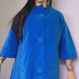 Women's 1960 Vintage Blue Velvet Coat